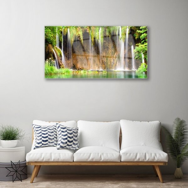 Obraz na skle Vodopád príroda 100x50 cm 2 Prívesky