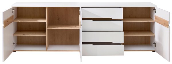 ŠIROKÁ KOMODA, biela, dub artisan, 230,2/75,5/43,8 cm Carryhome - Online Only drobný nábytok, Online Only