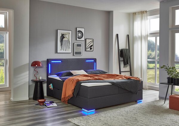 BOXSPRINGOVÁ POSTEĽ, 180/200 cm, antracitová Xora - Postele, Online Only