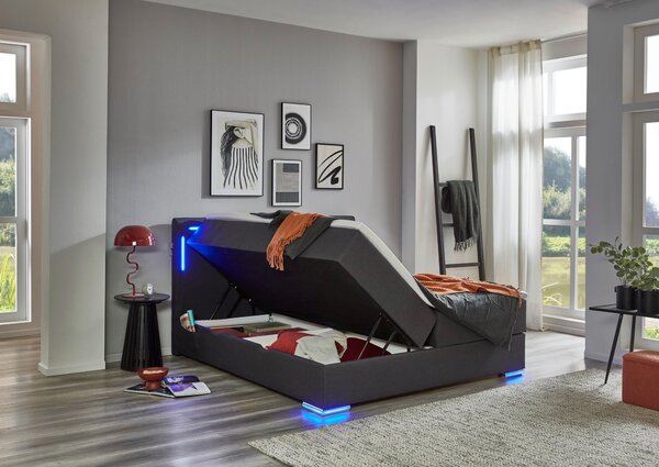 BOXSPRINGOVÁ POSTEĽ, 180/200 cm, antracitová Xora - Postele, Online Only