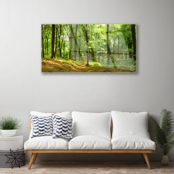 Obraz na skle Les príroda 100x50 cm 2 Prívesky