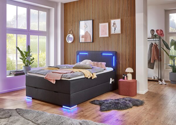 BOXSPRINGOVÁ POSTEĽ, 120/200 cm antracitová Xora - Postele, Online Only