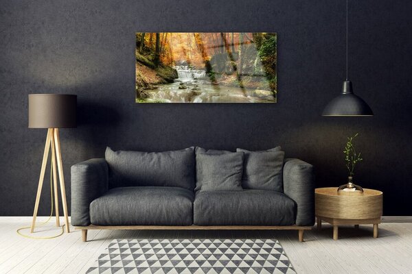 Skleneny obraz Vodopád les príroda 100x50 cm 2 Prívesky