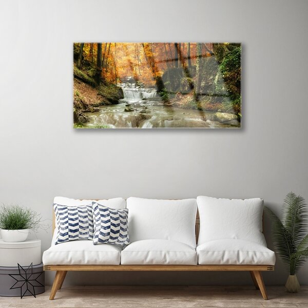 Skleneny obraz Vodopád les príroda 100x50 cm 2 Prívesky