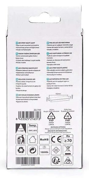 Nábytková nočná lampa s pohybovým senzorom, pripevnená magnetom s nabíjateľnou batériou (AS-216313)