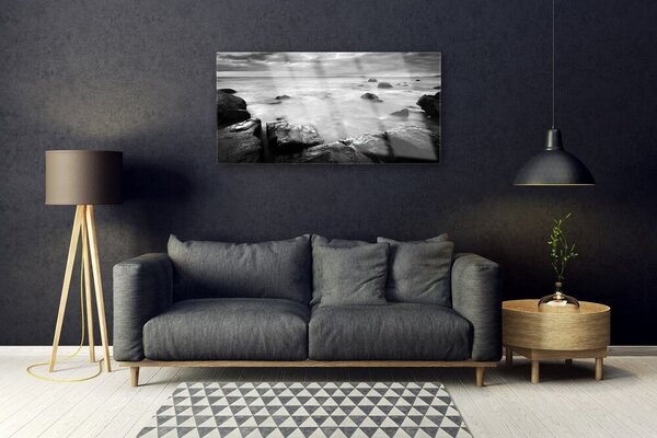 Skleneny obraz Skala more príroda 100x50 cm 2 Prívesky