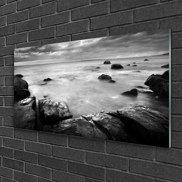 Skleneny obraz Skala more príroda 100x50 cm 2 Prívesky