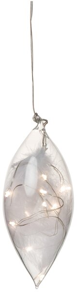 Räder LED sklenená ozdoba s pierkami, veľká (19 cm)