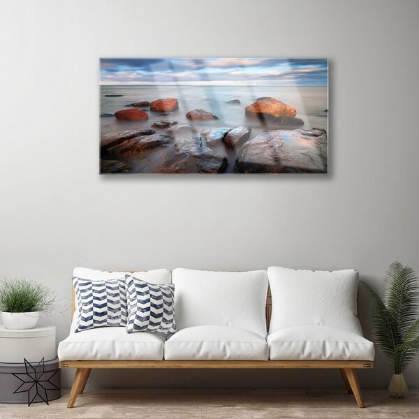Skleneny obraz Kamene more príroda 100x50 cm 2 Prívesky