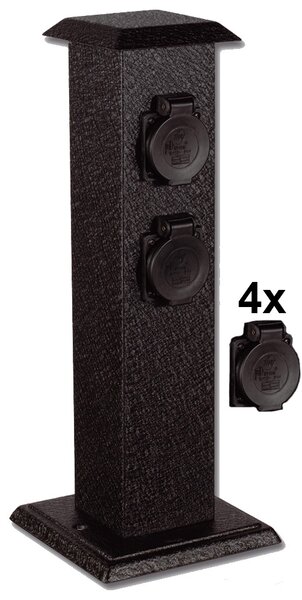 Záhradný stĺpik 4x zásuvka s krytom, IP44 (XSMM-204F)