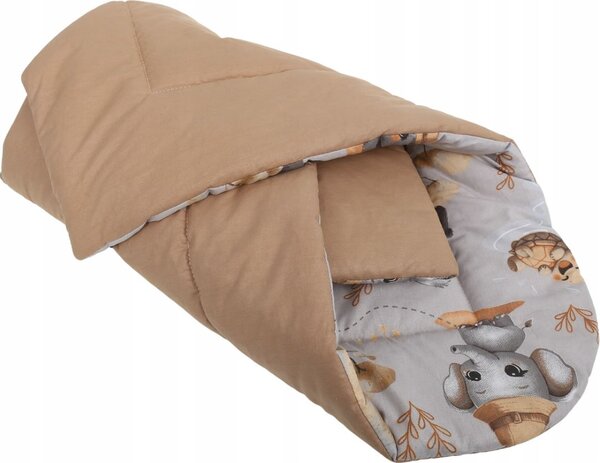 MAXMAX Obojstranná zavinovačka pre bábätká 80x80 cm BABYMAM PREMIUM - Dobrodružstvo v džungli/škoricová