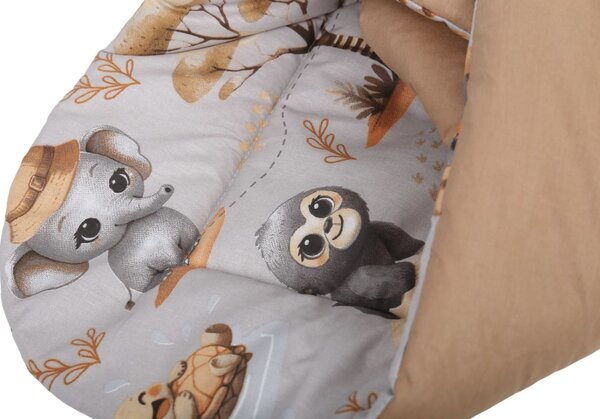 MAXMAX Obojstranná zavinovačka pre bábätká 80x80 cm BABYMAM PREMIUM - Dobrodružstvo v džungli/škoricová