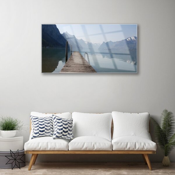 Skleneny obraz Mólo jazero hory príroda 100x50 cm 2 Prívesky