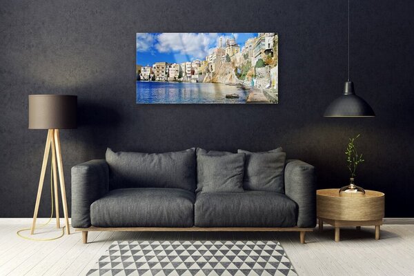 Skleneny obraz Mesto more architektúra 100x50 cm 2 Prívesky