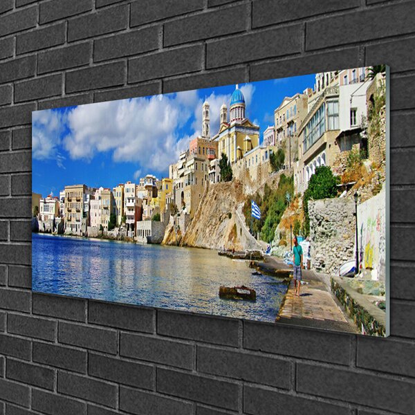 Skleneny obraz Mesto more architektúra 100x50 cm 2 Prívesky