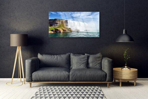 Skleneny obraz Vodopád more príroda 100x50 cm 2 Prívesky