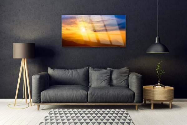 Skleneny obraz Hory slnko mraky príroda 100x50 cm 2 Prívesky