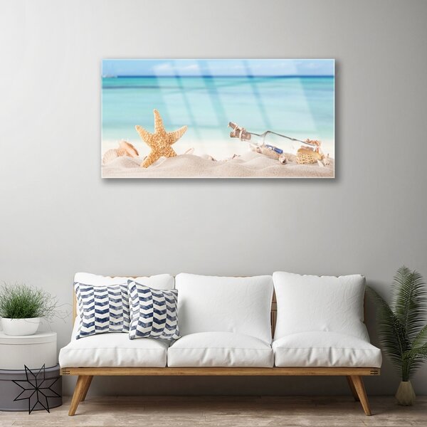 Skleneny obraz Hviezdice mušle pláž 100x50 cm 2 Prívesky