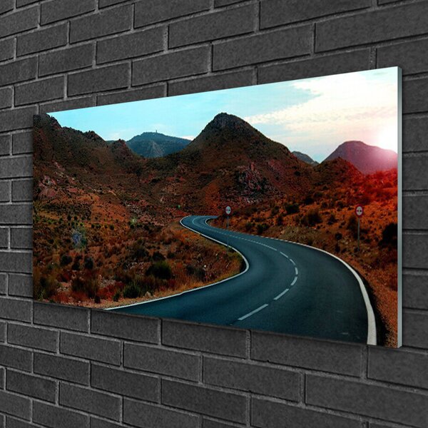 Skleneny obraz Cesta hory púšť 100x50 cm 2 Prívesky
