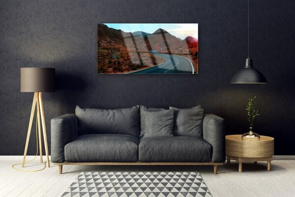 Skleneny obraz Cesta hory púšť 100x50 cm 2 Prívesky