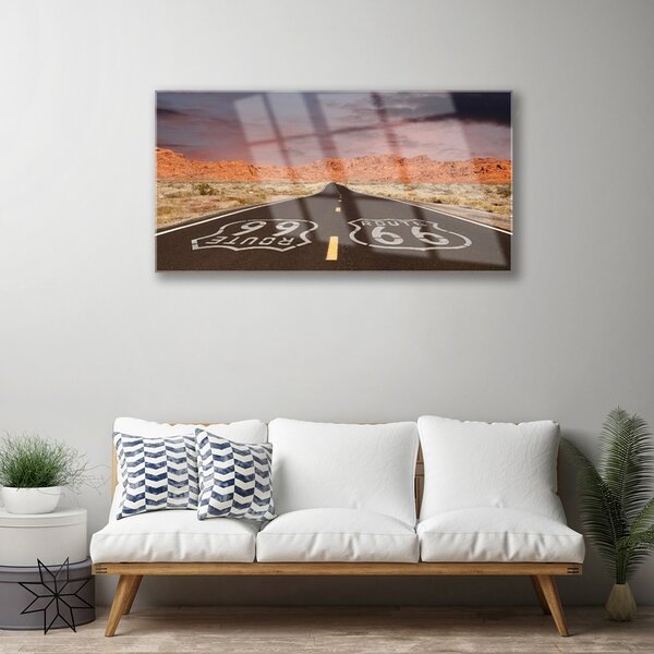 Skleneny obraz Diaľnica cesta púšť 100x50 cm 2 Prívesky