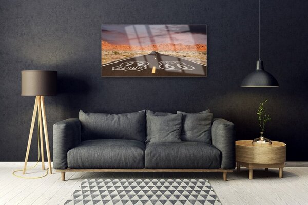 Skleneny obraz Diaľnica cesta púšť 100x50 cm 2 Prívesky