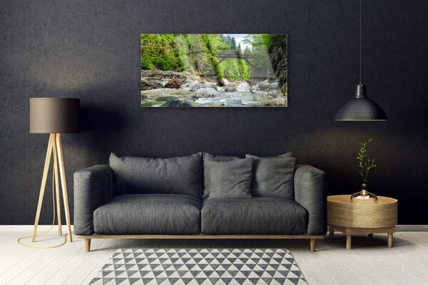 Skleneny obraz Drevený most v lese 100x50 cm 2 Prívesky