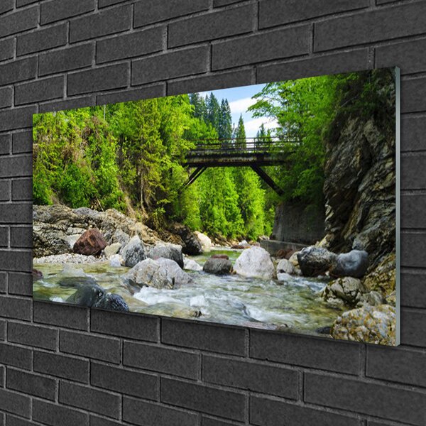 Skleneny obraz Drevený most v lese 100x50 cm 2 Prívesky