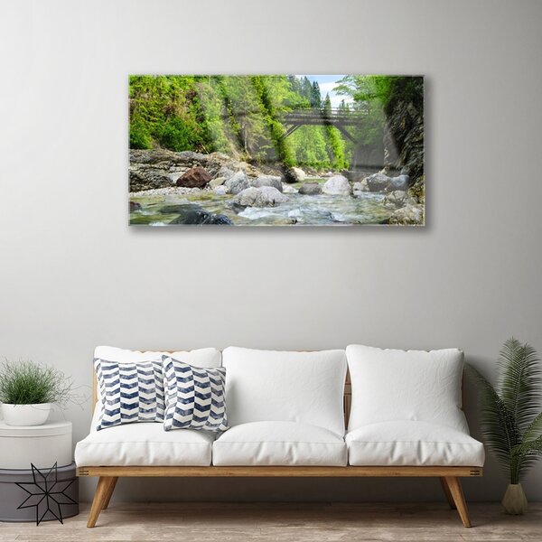 Skleneny obraz Drevený most v lese 100x50 cm 2 Prívesky