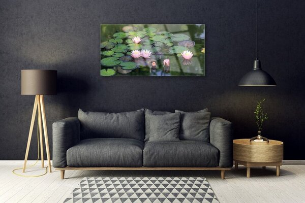 Skleneny obraz Vodné lilie rybník príroda 100x50 cm 2 Prívesky