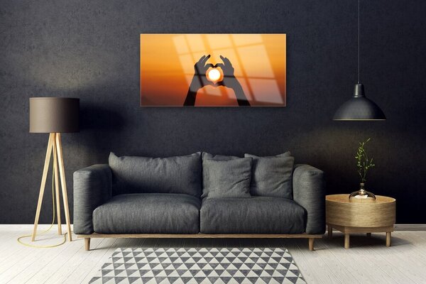 Skleneny obraz Ruky srdce slnko láska 100x50 cm 2 Prívesky
