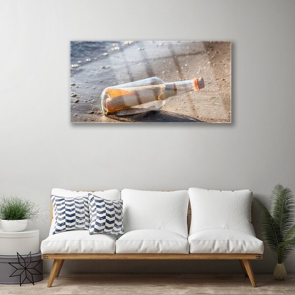 Skleneny obraz List fľaša pláž umenie 100x50 cm 2 Prívesky