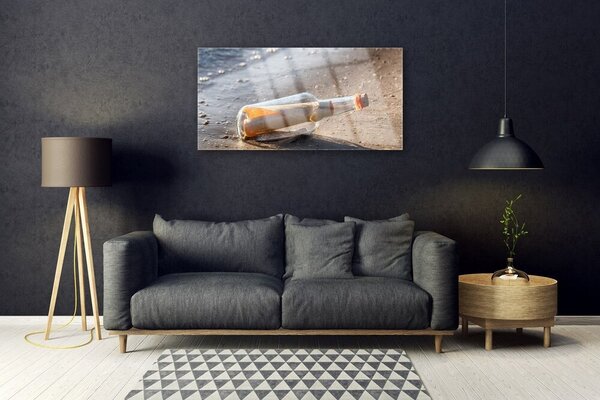 Skleneny obraz List fľaša pláž umenie 100x50 cm 2 Prívesky
