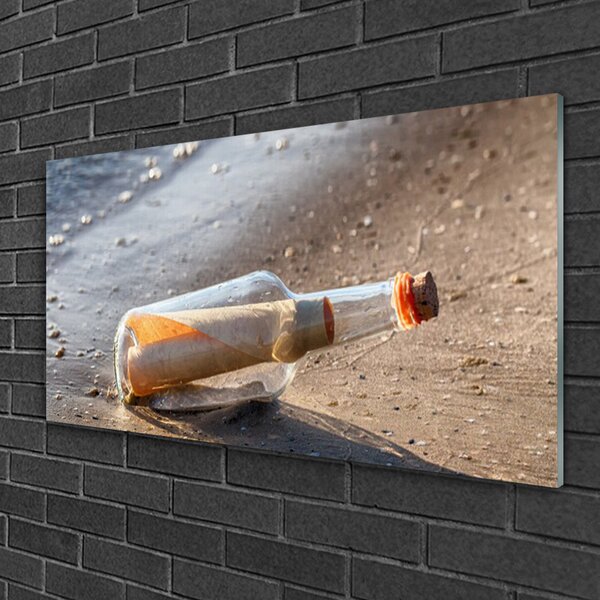 Skleneny obraz List fľaša pláž umenie 100x50 cm 2 Prívesky