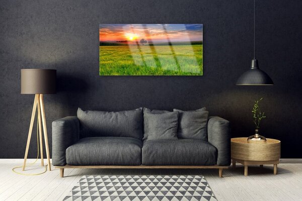 Skleneny obraz Lúka slnko príroda 100x50 cm 2 Prívesky