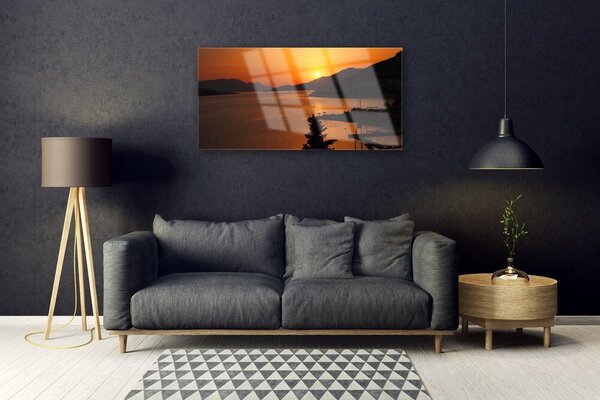 Skleneny obraz More hory príroda 100x50 cm 2 Prívesky