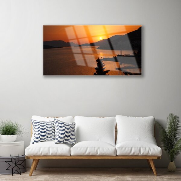 Skleneny obraz More hory príroda 100x50 cm 2 Prívesky