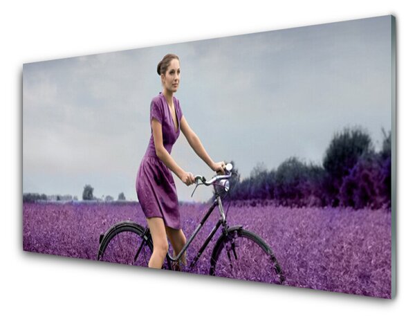Sklenený obklad Do kuchyne Žena kolo lúka človek 100x50 cm