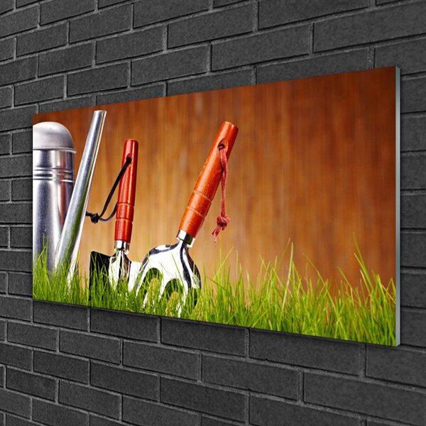 Skleneny obraz Tráva náradie umenie 100x50 cm 2 Prívesky