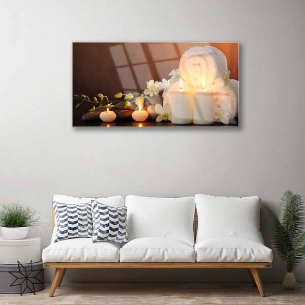 Skleneny obraz Sviečky vaňa umenie 100x50 cm 2 Prívesky