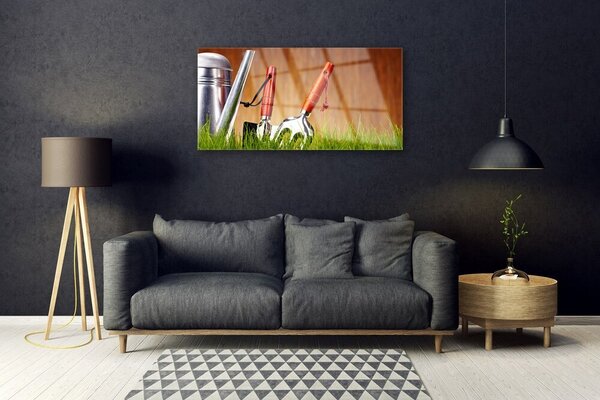 Skleneny obraz Tráva náradie umenie 100x50 cm 2 Prívesky