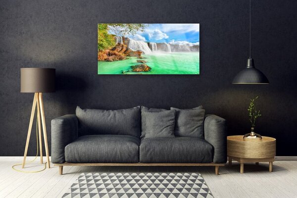 Skleneny obraz Vodopád jazero príroda 100x50 cm 2 Prívesky