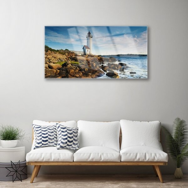 Skleneny obraz Maják krajina 100x50 cm 2 Prívesky