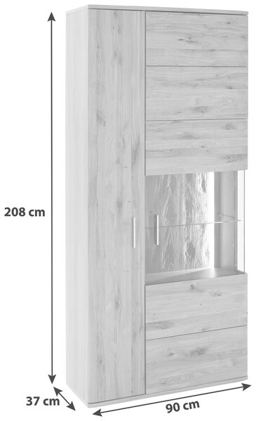 KOMBINÁCIA VITRÍN, sukový dub, farba duba, 90/208/37 cm Livetastic - Sklenené vitríny, Online Only