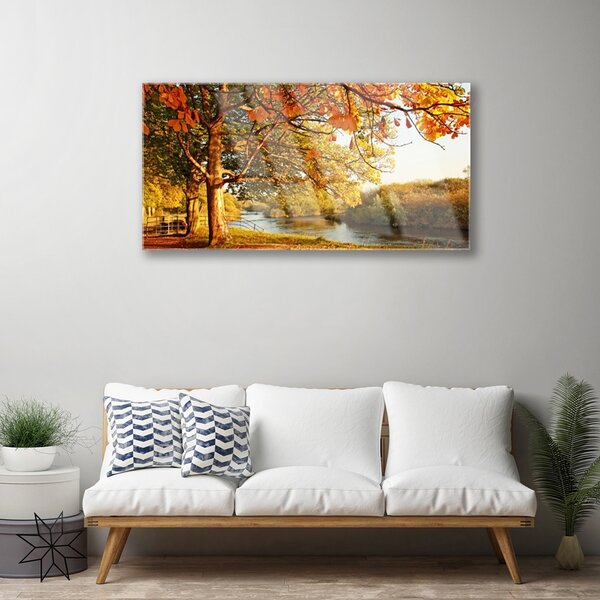 Skleneny obraz Strom jazero príroda 100x50 cm 2 Prívesky