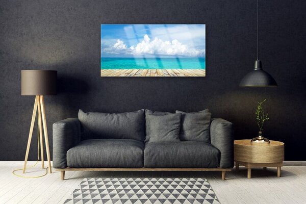 Skleneny obraz More mraky mólo krajina 100x50 cm 2 Prívesky