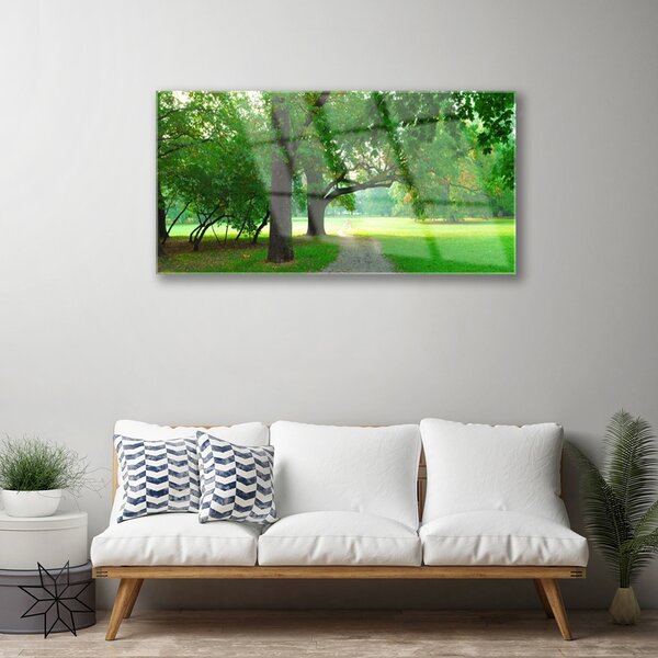 Skleneny obraz Chodník stromy príroda 100x50 cm 2 Prívesky