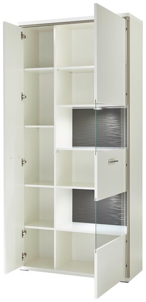 KOMBINÁCIA VITRÍN, sivá, strieborná, biela, biela s vysokým leskom, 94/201/38 cm Livetastic - Sklenené vitríny, Online Only