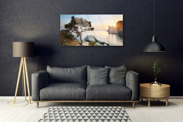 Skleneny obraz Jazero strom príroda 100x50 cm 2 Prívesky