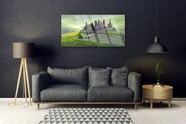 Skleneny obraz Lúka stromy príroda 100x50 cm 2 Prívesky